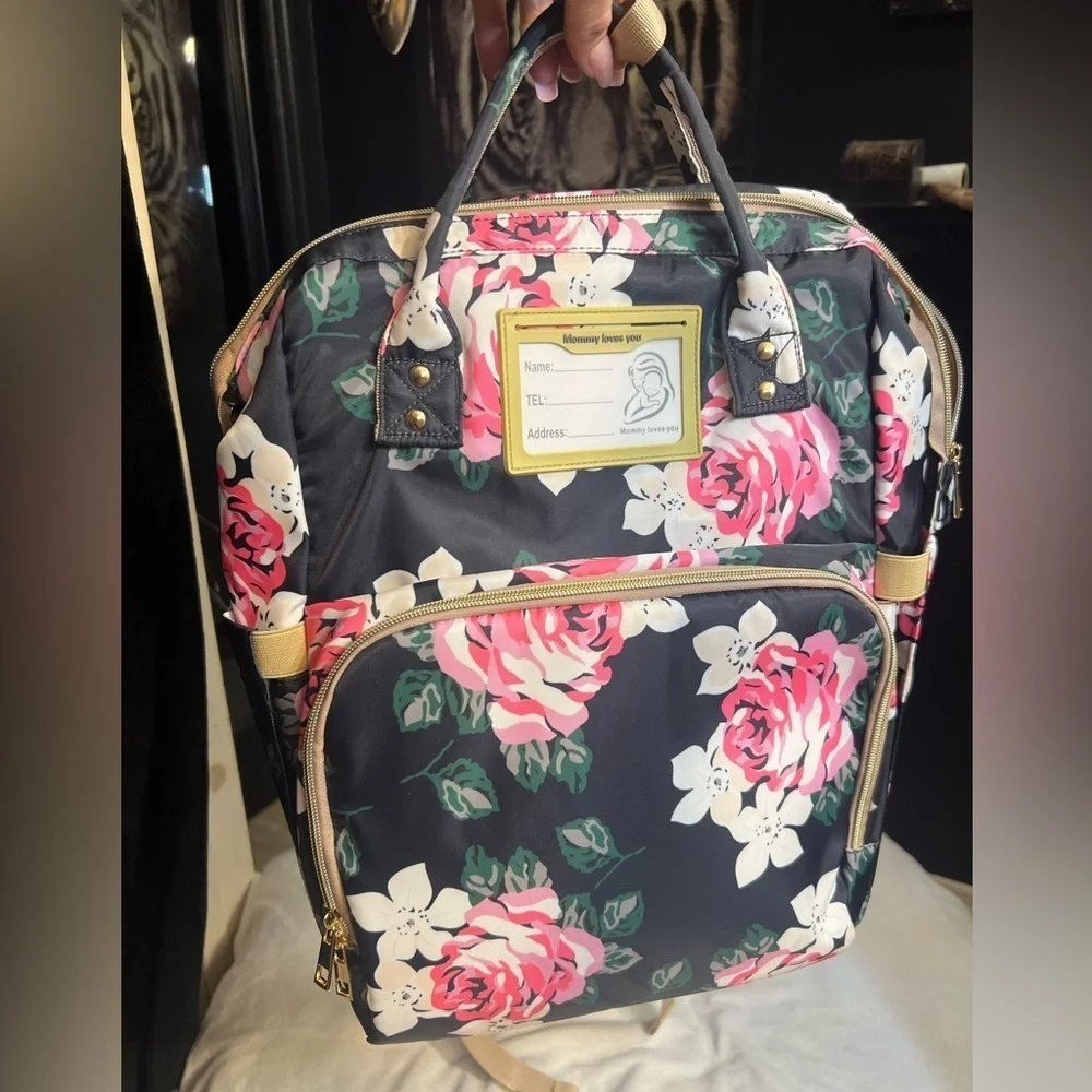Diaper Bag Large Capacity Bags Floral Durable with Changing Station for Baby-NWT